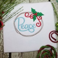 Peace Frame with Holly Machine Embroidery Design